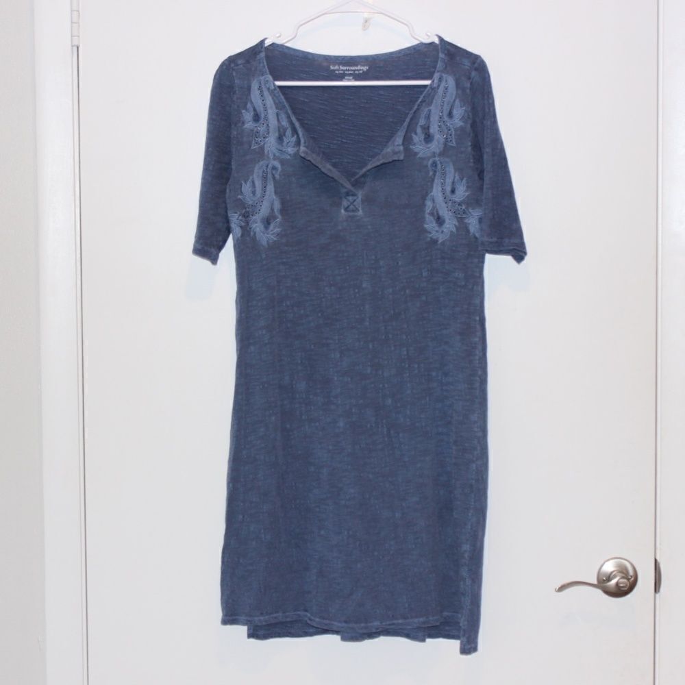 Soft Suroundings Blue Midi Dress Women Size XS